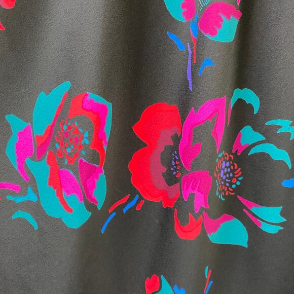 J. CREW Dark Floral Midi Skirt Women S‎ Black Raspberry Cottagecore Elastic Back - Picture 8 of 8